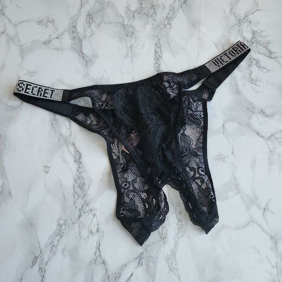 Victoria's secret very sexy shine strap bombshell Brazilian crotchless panty - Picture 6 of 9